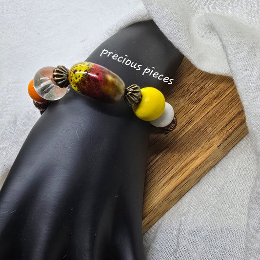 One of A Kind Ceramic Mix Beaded Bracelet