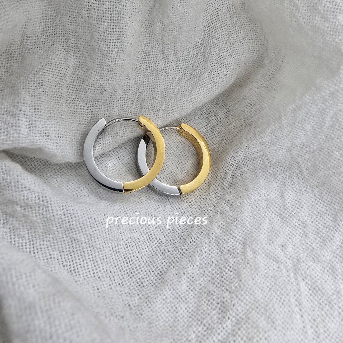 Two-Tone Stainless Steel Hoop Earrings