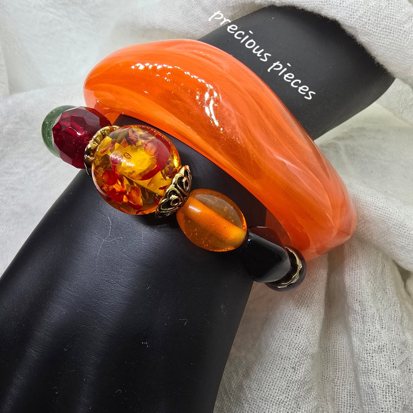 One of A Kind Orange Mix Beaded Bracelet