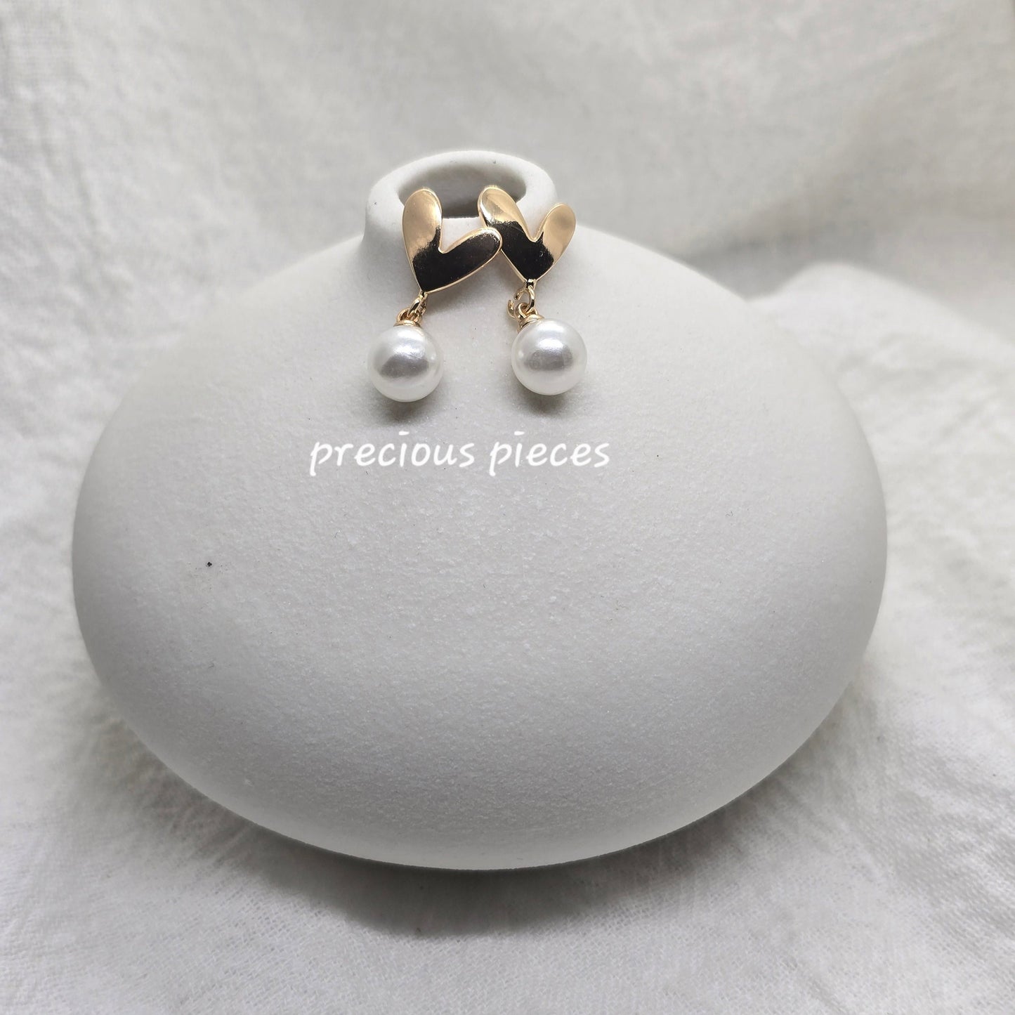 Heart Pearl Drop Earrings