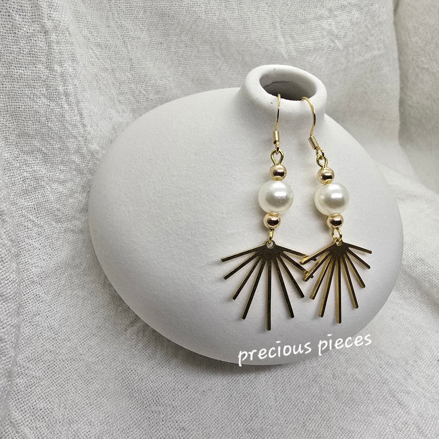 Sunburst and Pearl Earrings