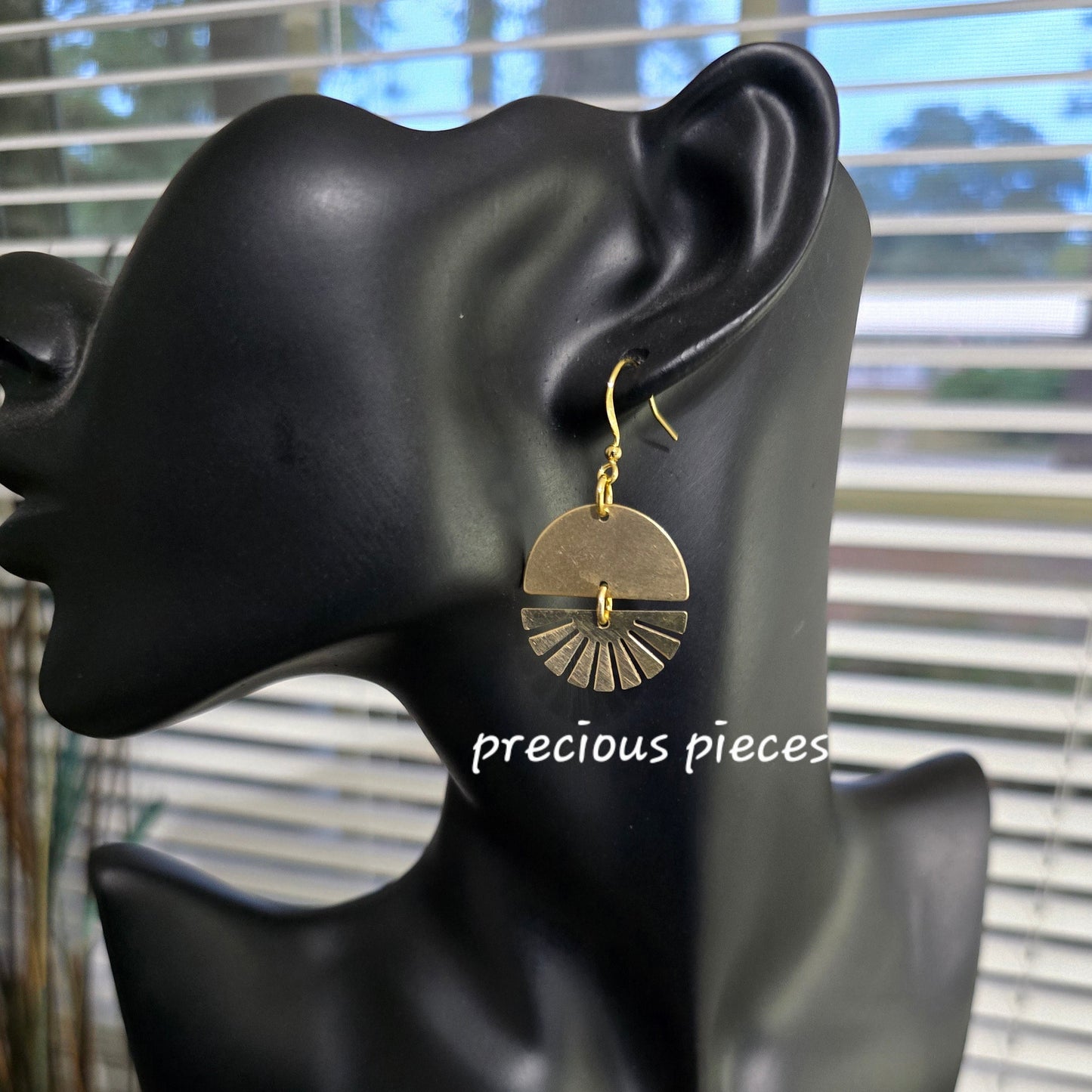 Brass Fan Shaped Earrings