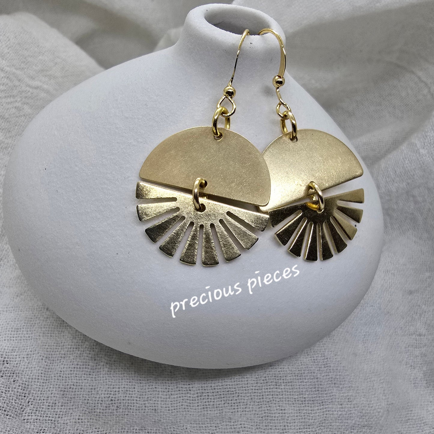 Brass Fan Shaped Earrings