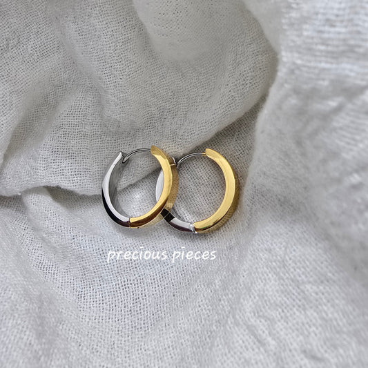 Two-Tone Stainless Steel Hoop Earrings
