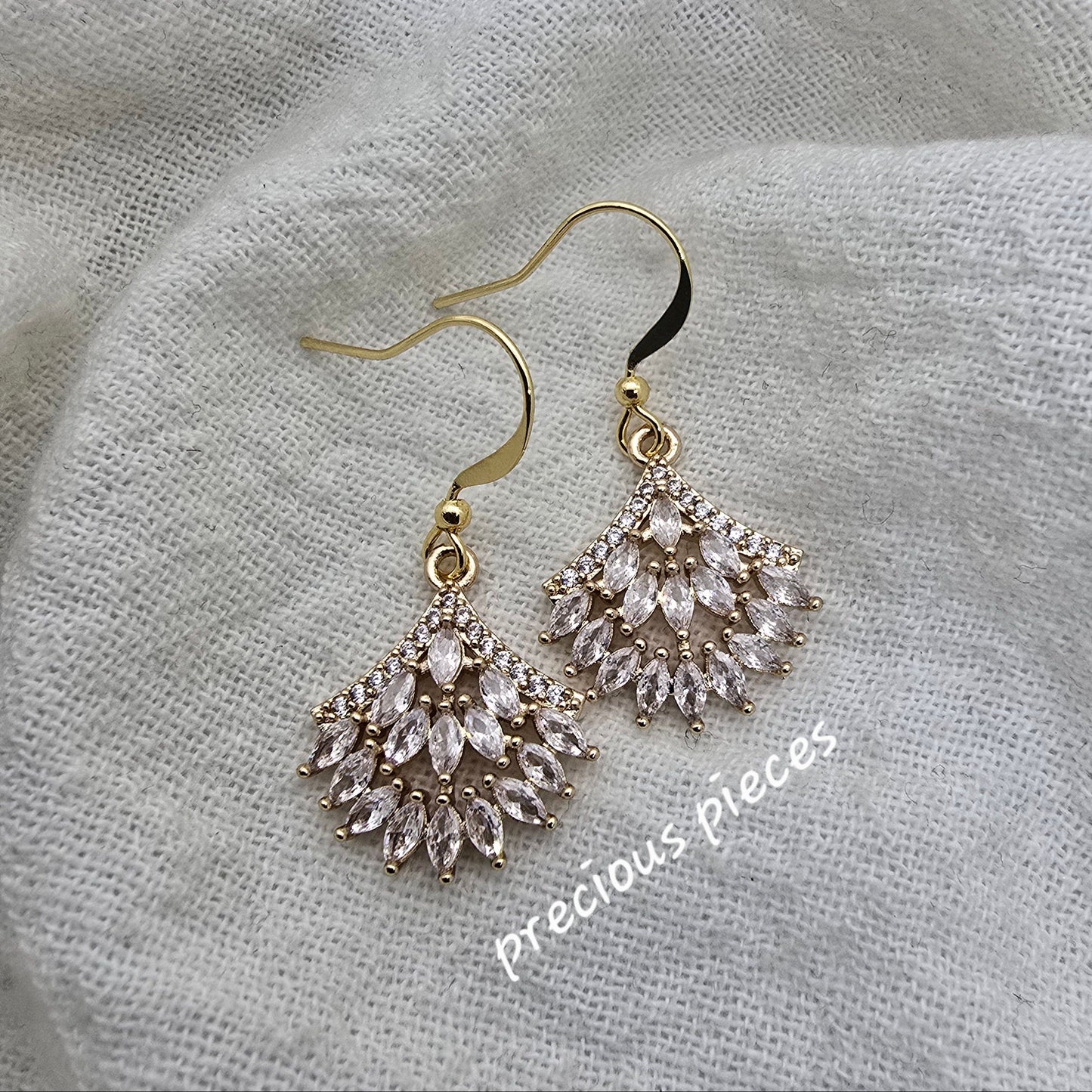 Cubic Zirconia Fan Shape Earrings