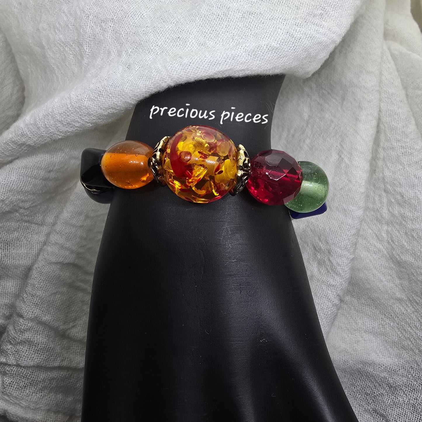 One of A Kind Orange Mix Beaded Bracelet