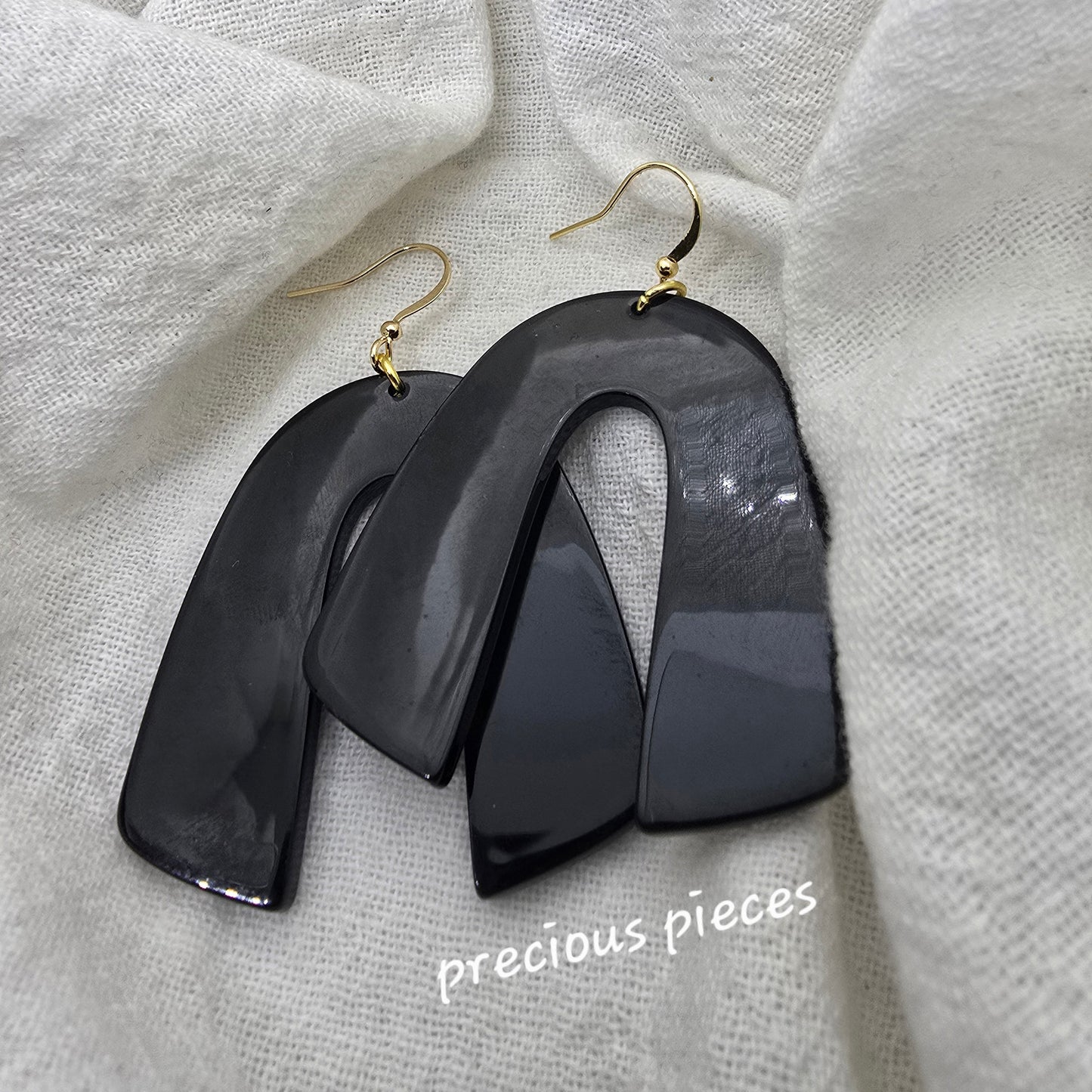 Black Acrylic Arch Earrings