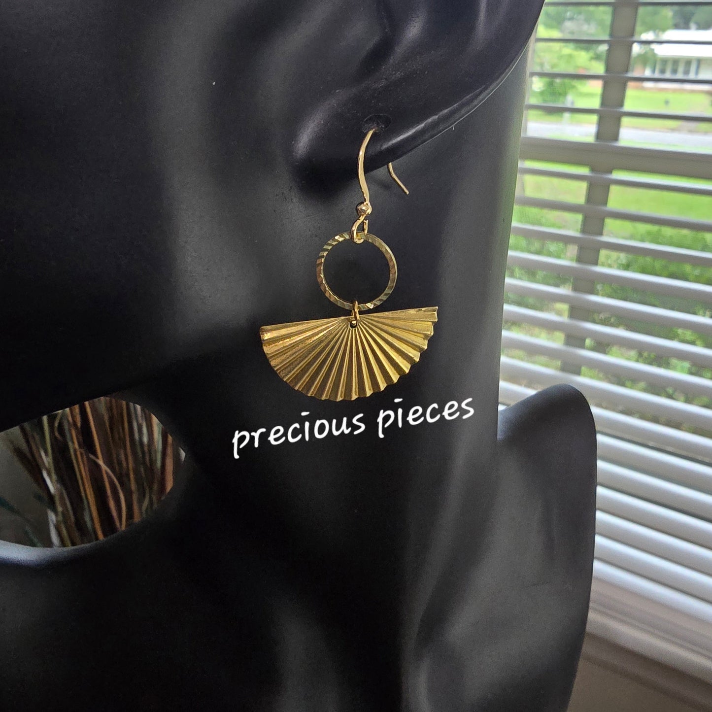 Brass Fanfold Half Circle Earrings
