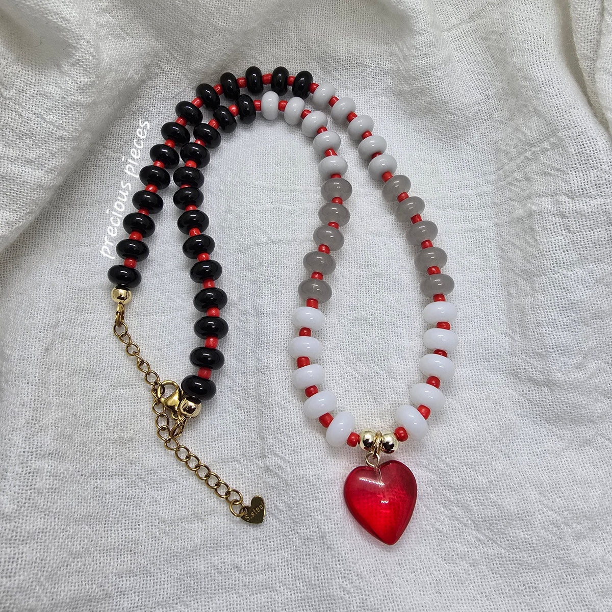Red Heart Beaded Necklace