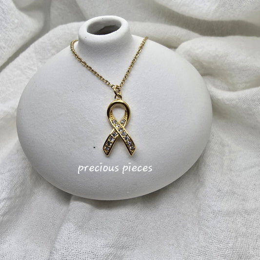 Rhinestone Ribbon Awareness Necklace