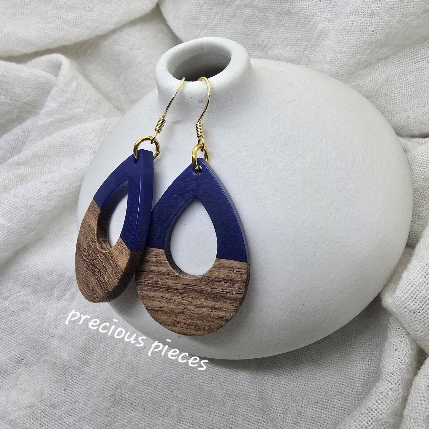Acrylic and Wood Teardrop Earrings (click for more colors)