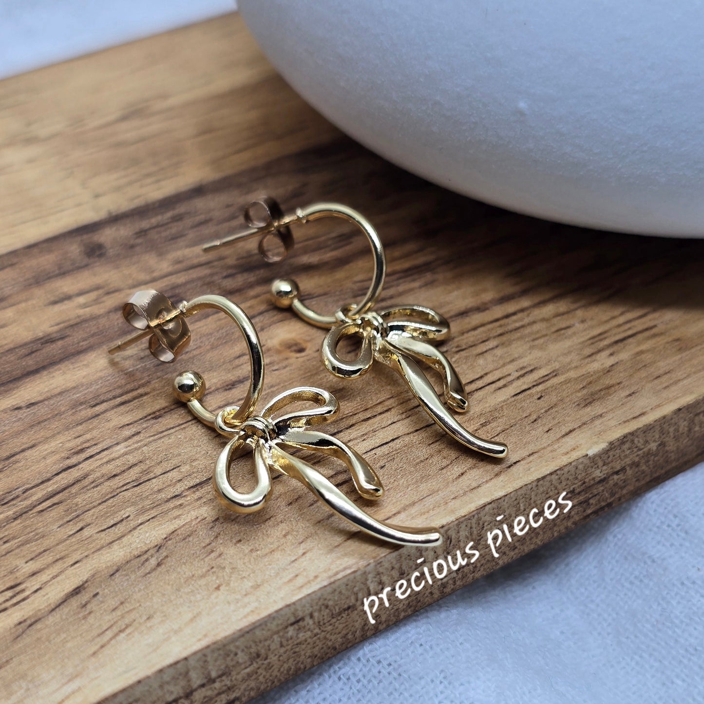Gold Bow Dangle Earrings