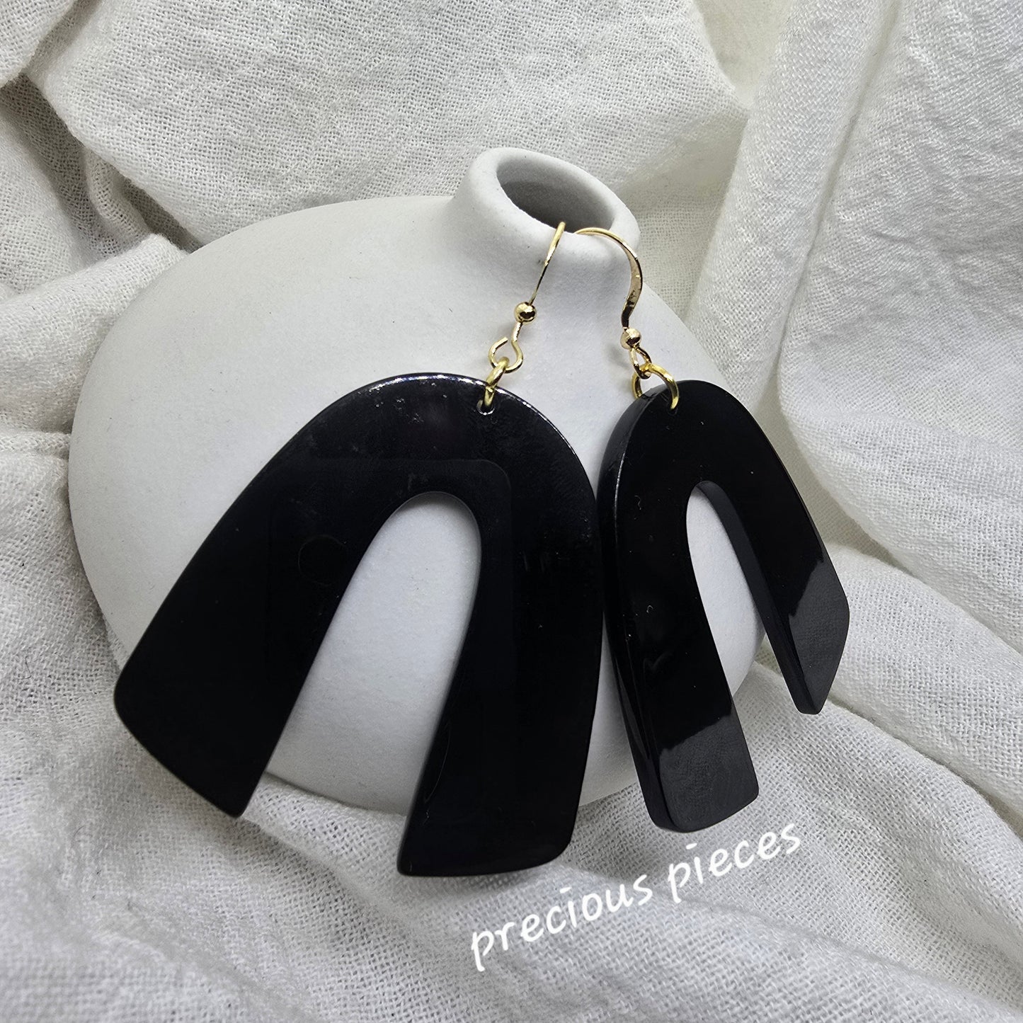 Black Acrylic Arch Earrings