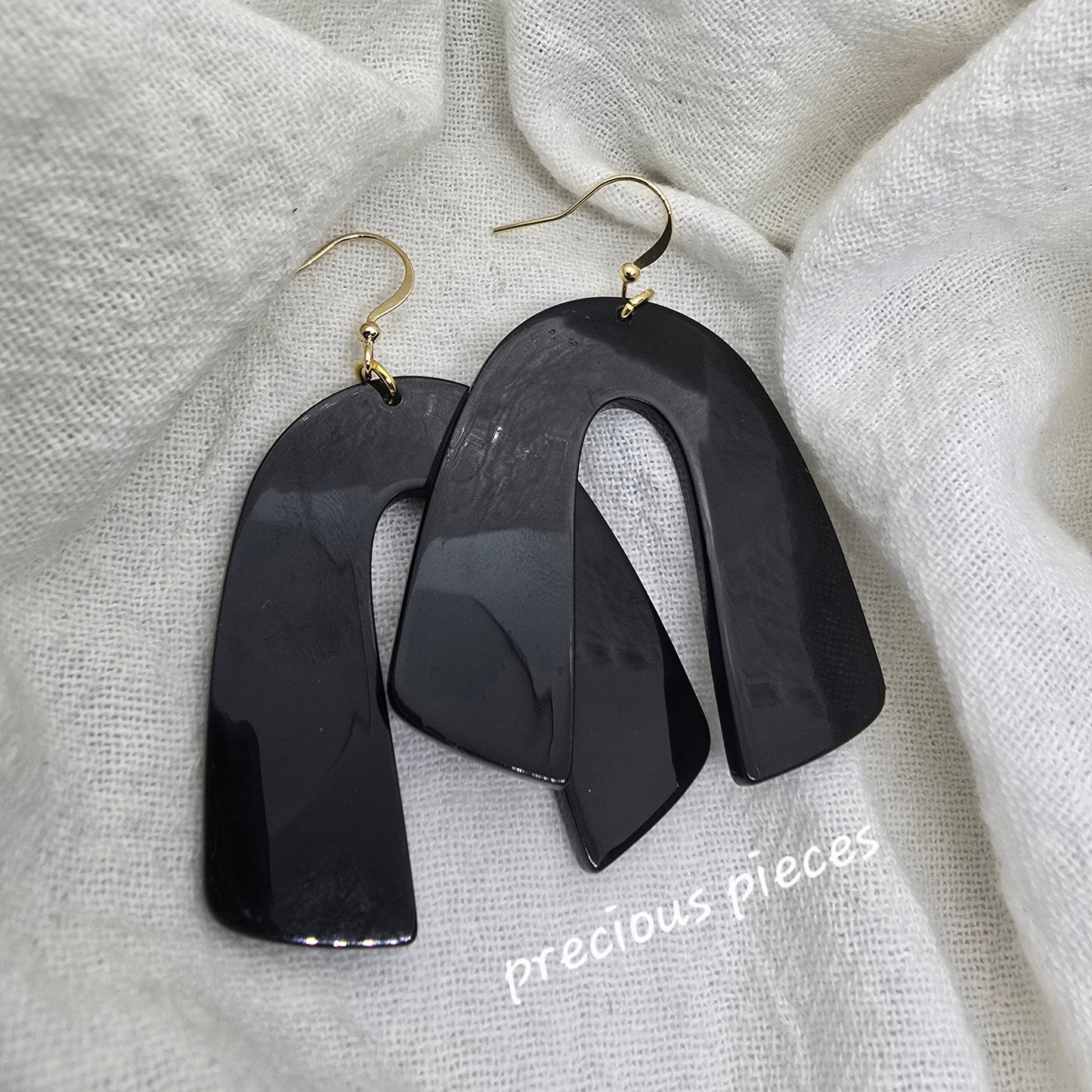 Black Acrylic Arch Earrings
