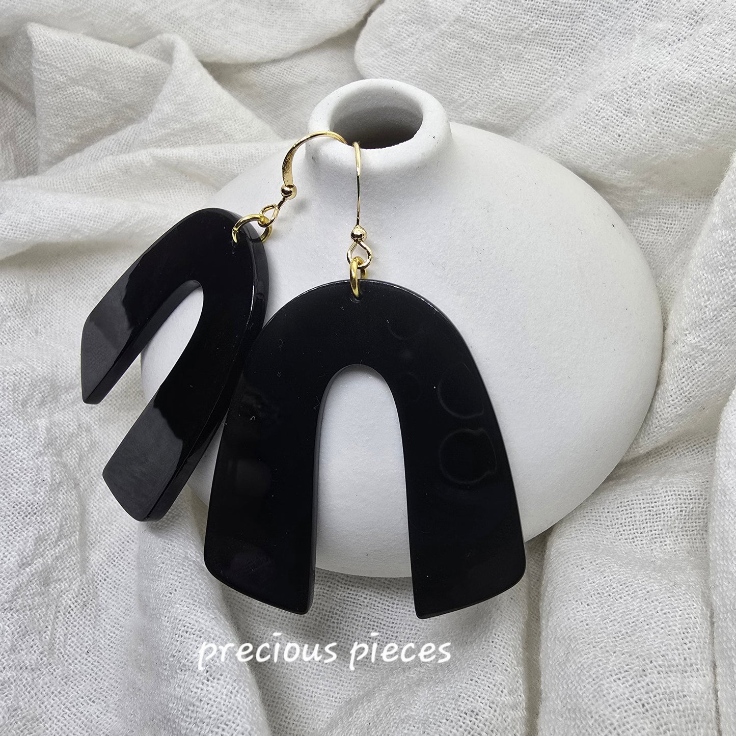 Black Acrylic Arch Earrings