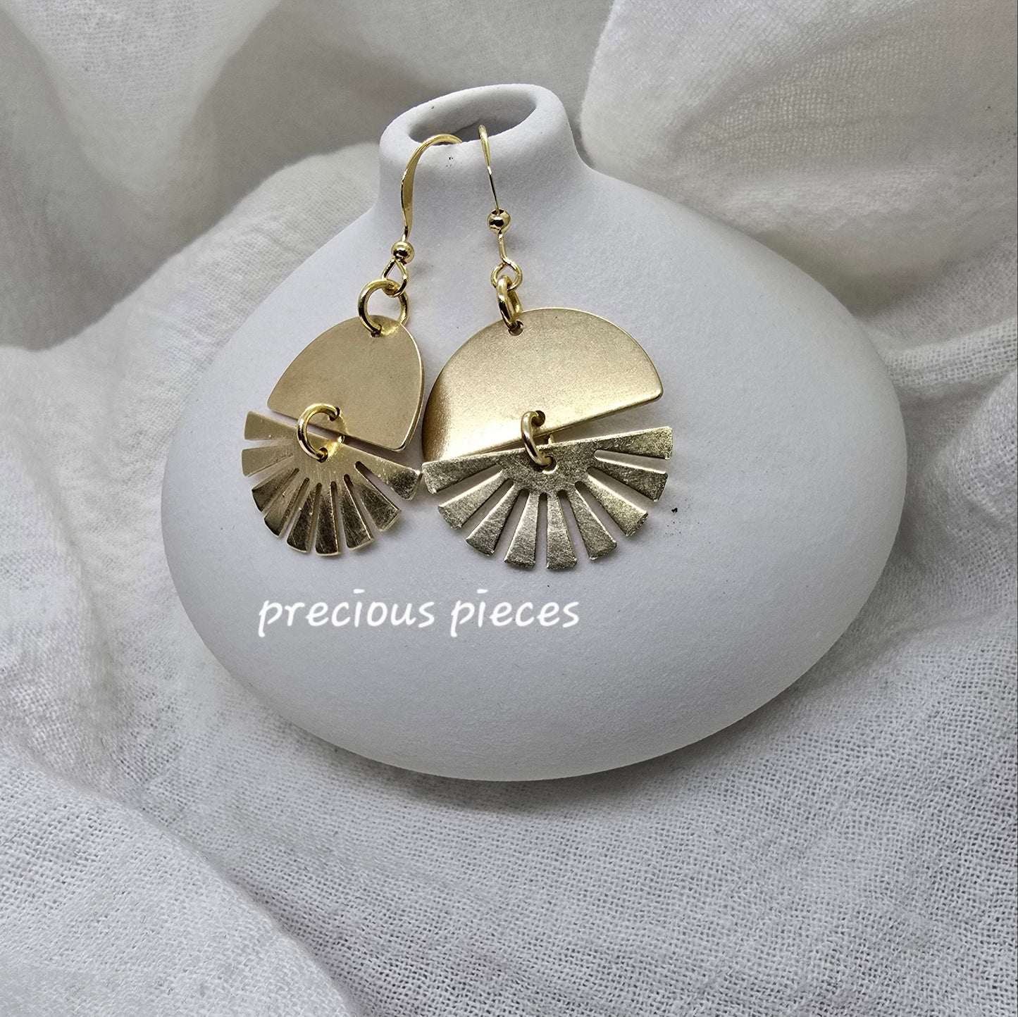 Brass Fan Shaped Earrings