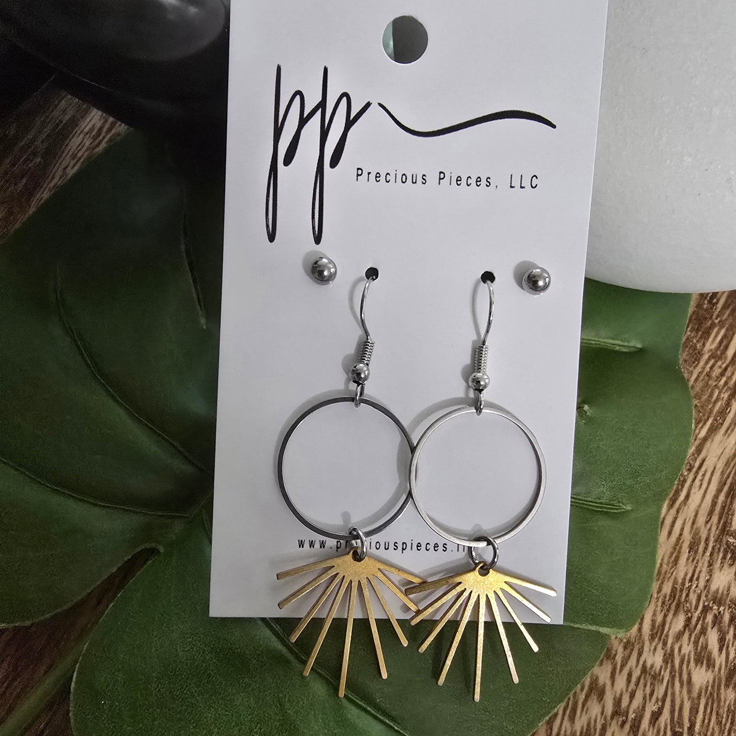 Sunburst Mixed Metal Dangle Earrings (click for more options)