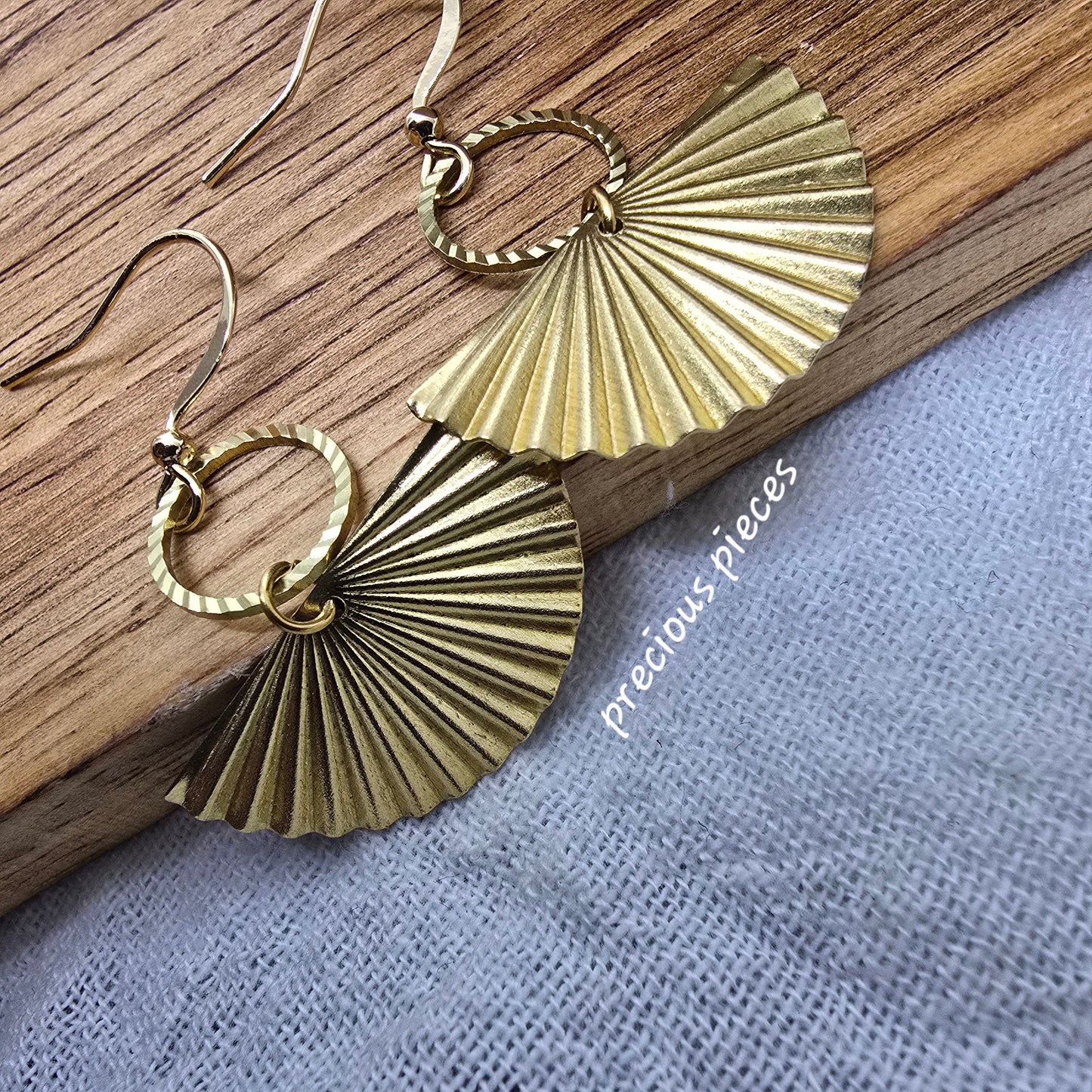Brass Fanfold Half Circle Earrings