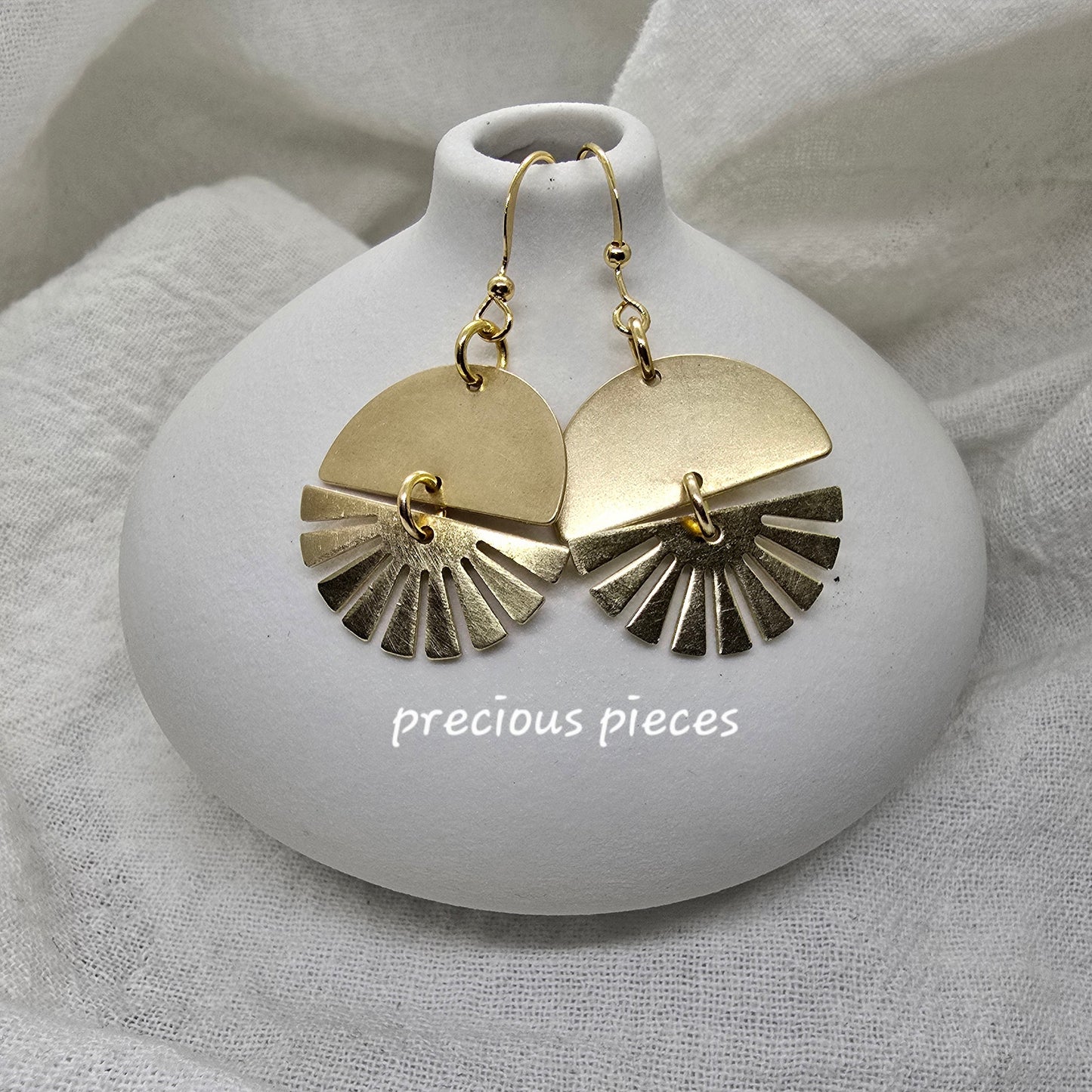 Brass Fan Shaped Earrings