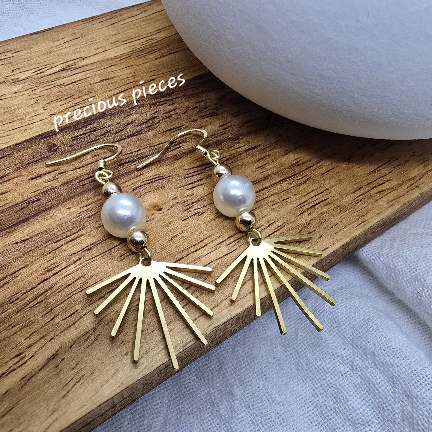 Sunburst and Pearl Earrings