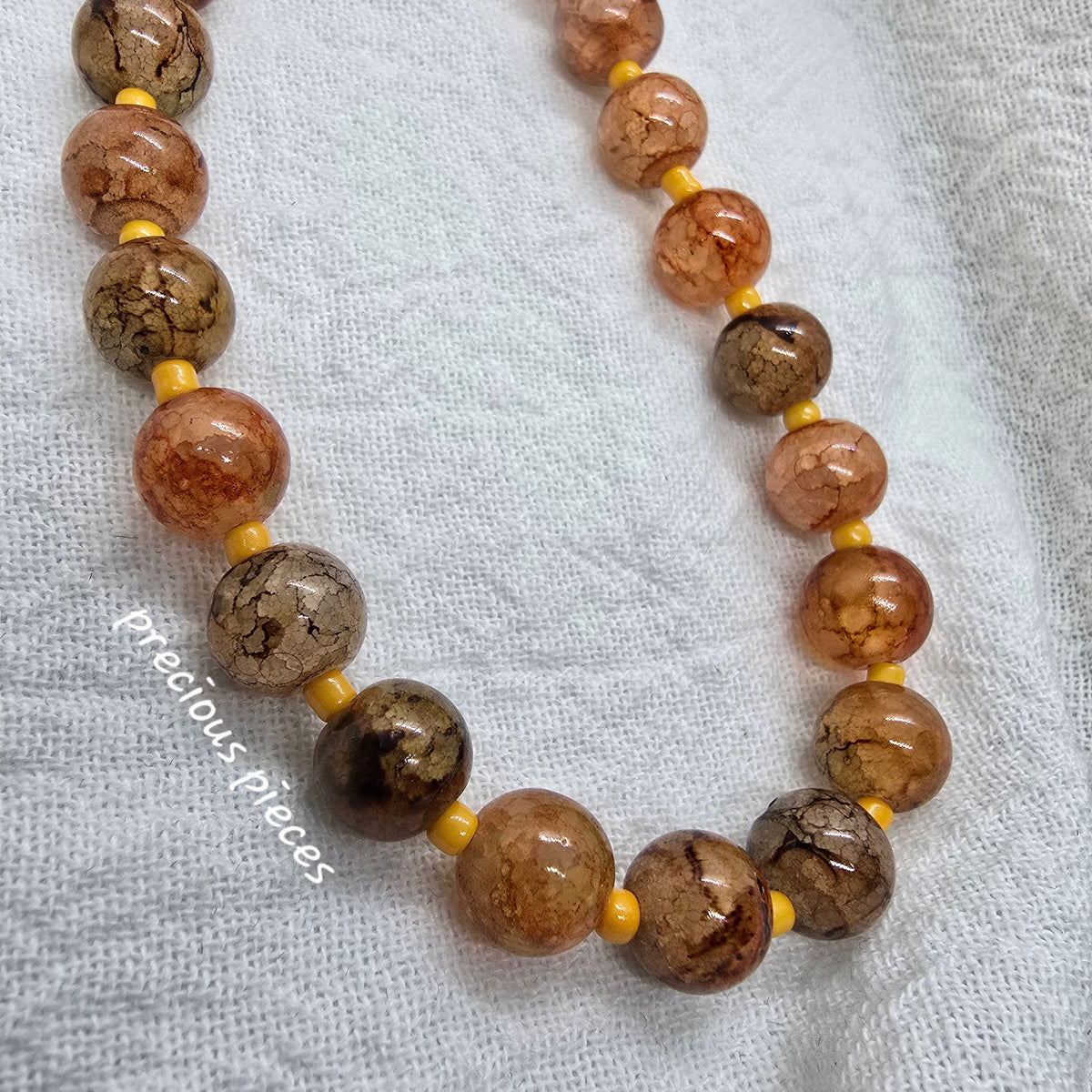 Orange Crackle Beaded Necklace