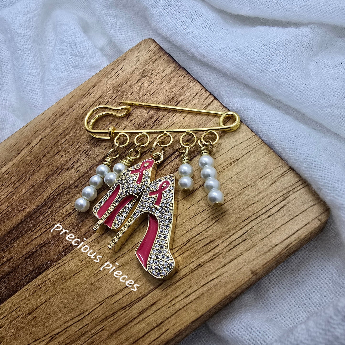 Pearls and Heels Awareness Brooch