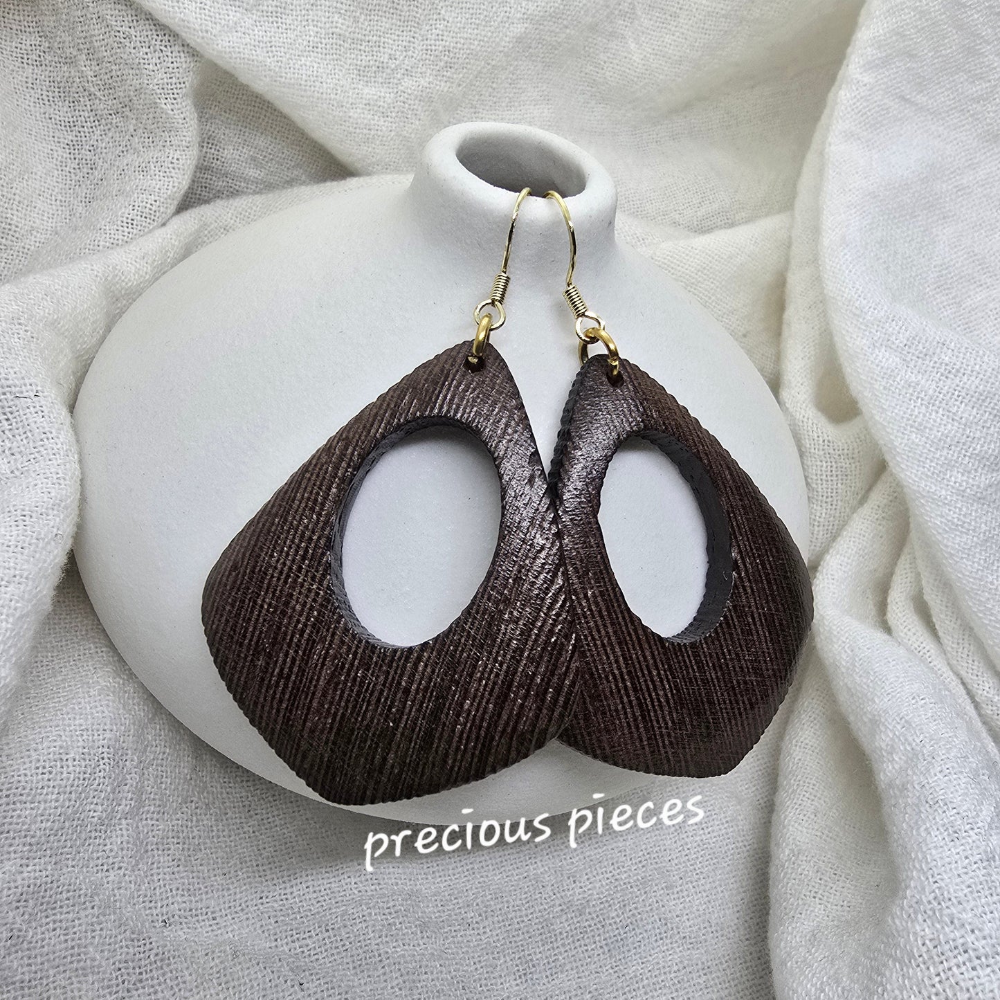 Dark Wood Diamond Shape Earrings