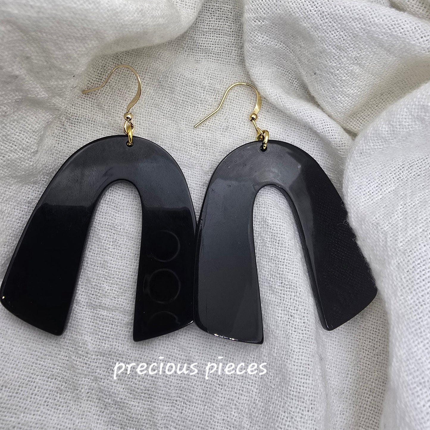 Black Acrylic Arch Earrings