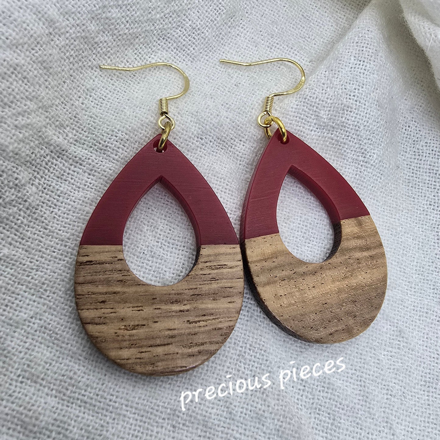 Acrylic and Wood Teardrop Earrings (click for more colors)