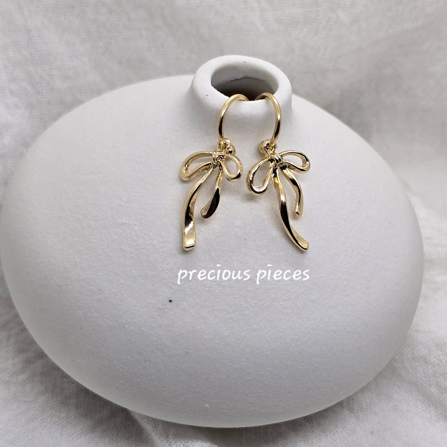 Gold Bow Dangle Earrings