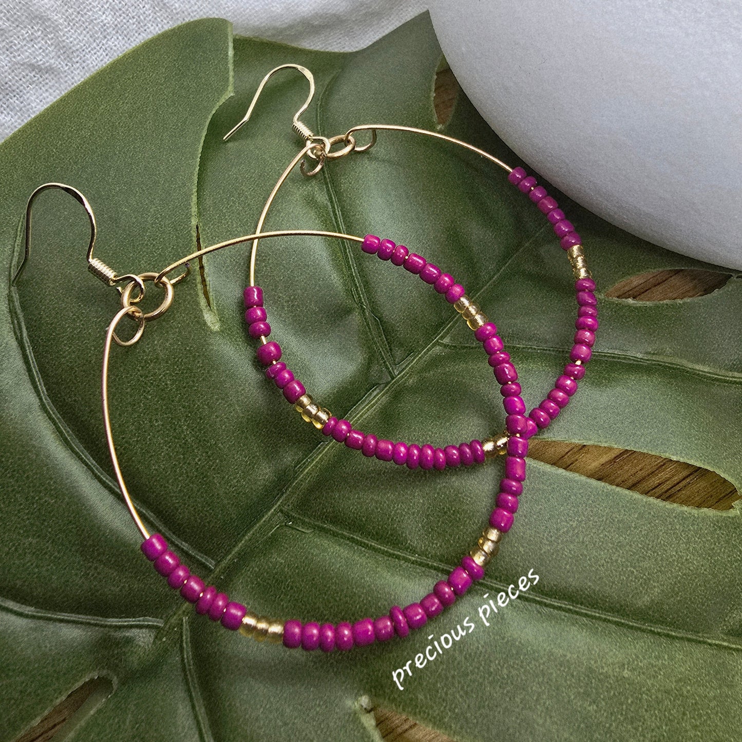 Glass Seed Bead Hoop Earrings (click for more options)
