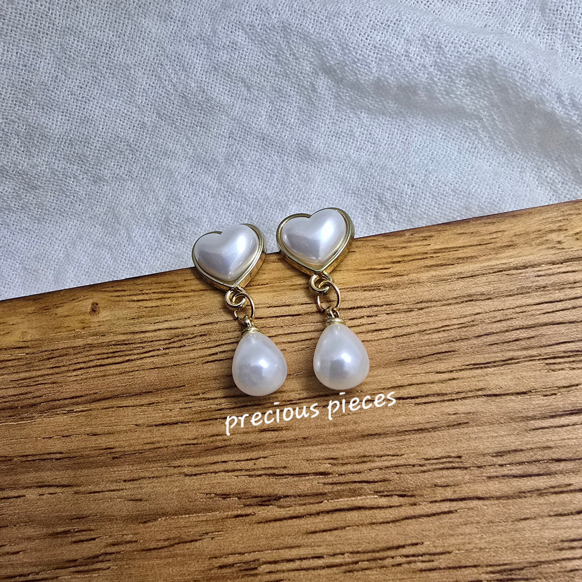 Pearl Heart Drop Earrings