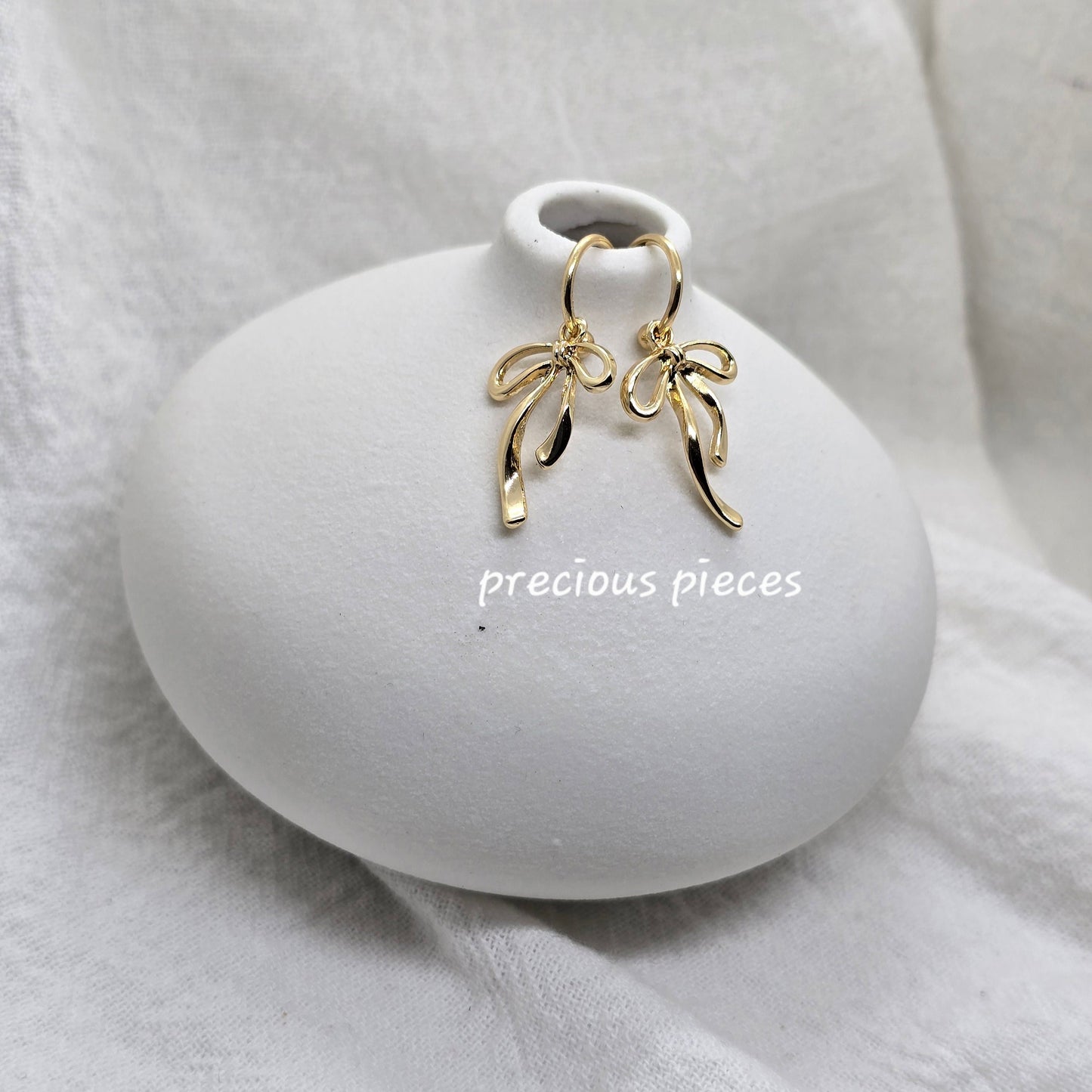 Gold Bow Dangle Earrings