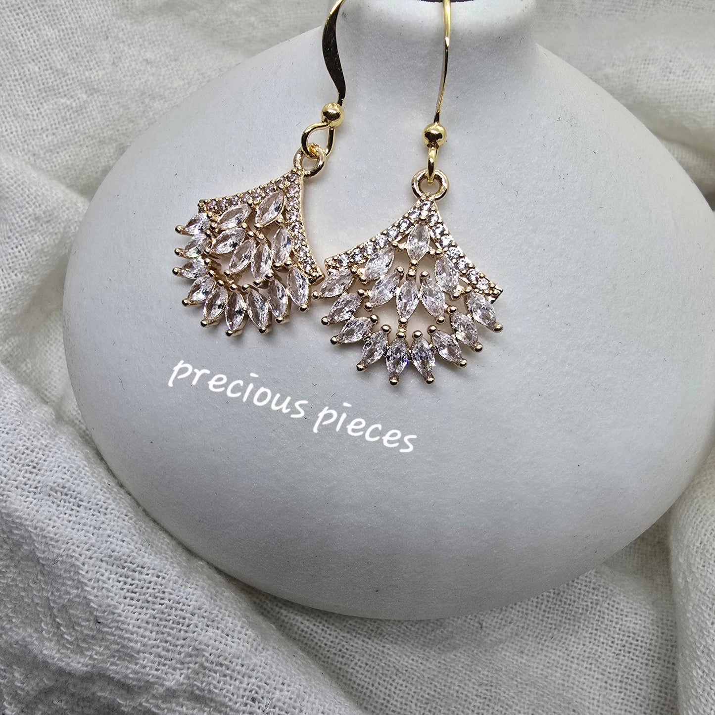 Cubic Zirconia Fan Shape Earrings