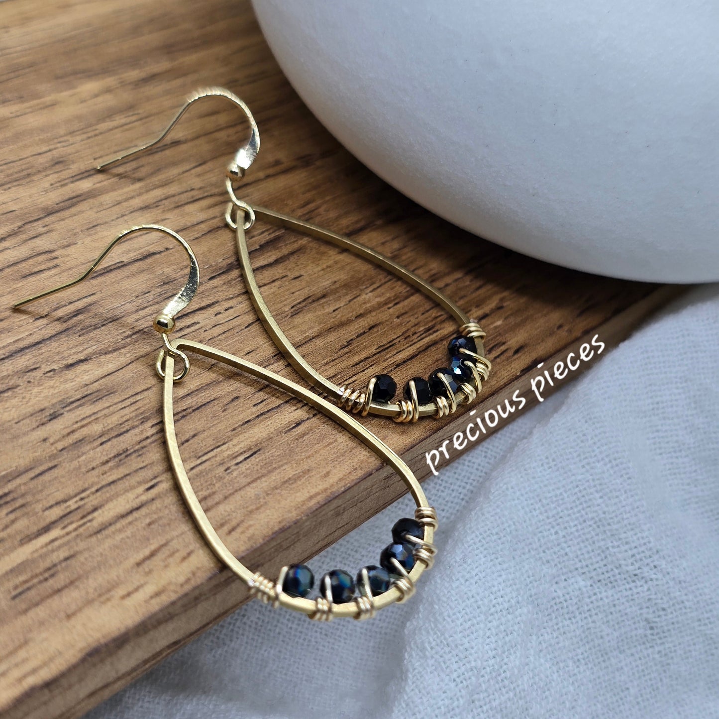 Beaded Wrapped Teardrop Earrings