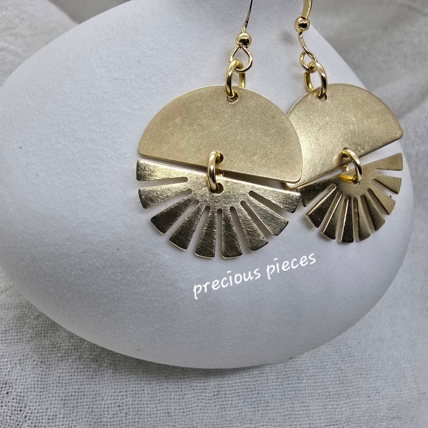 Brass Fan Shaped Earrings