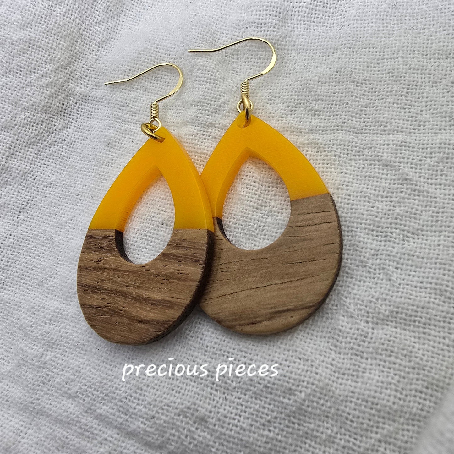 Acrylic and Wood Teardrop Earrings (click for more colors)