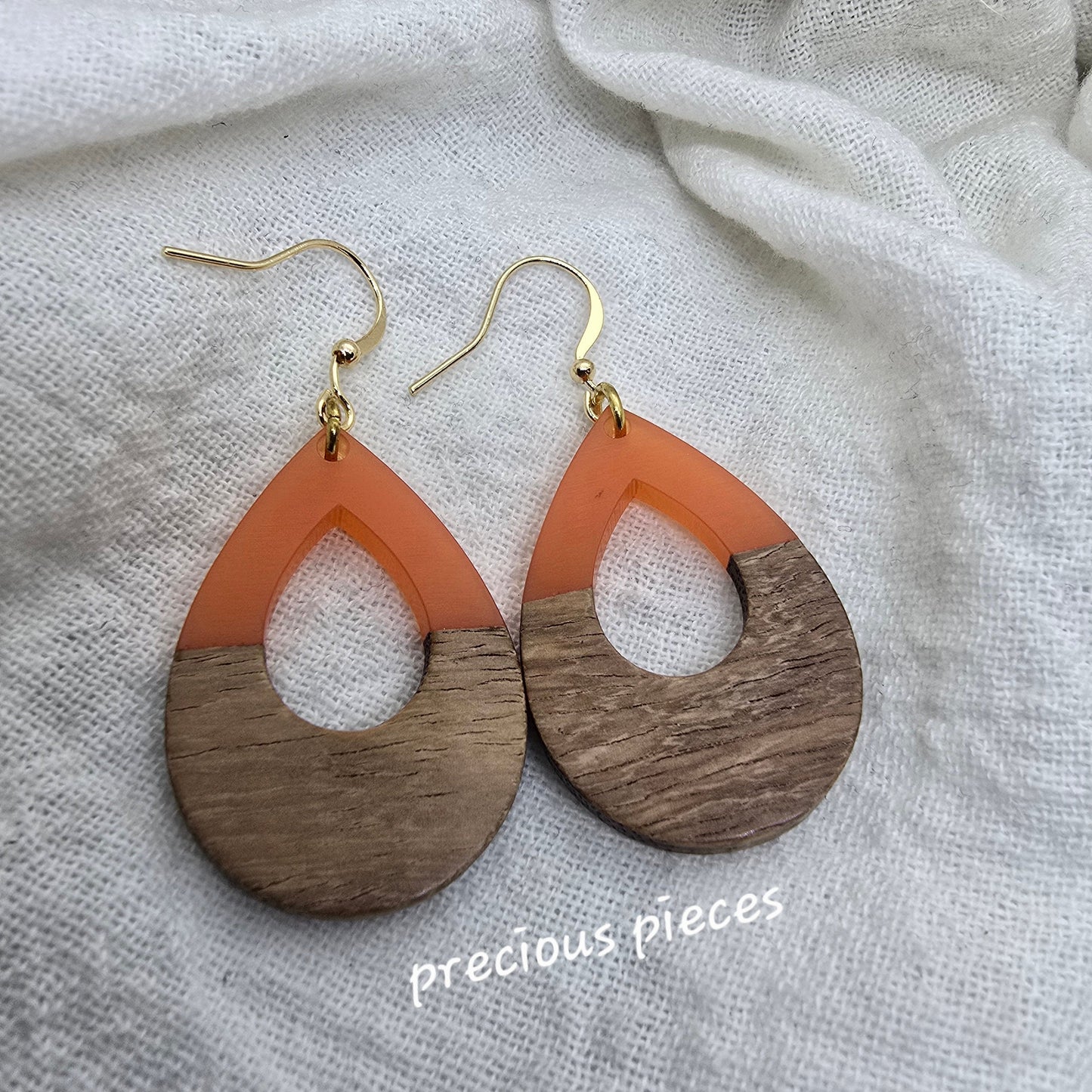 Acrylic and Wood Teardrop Earrings (click for more colors)