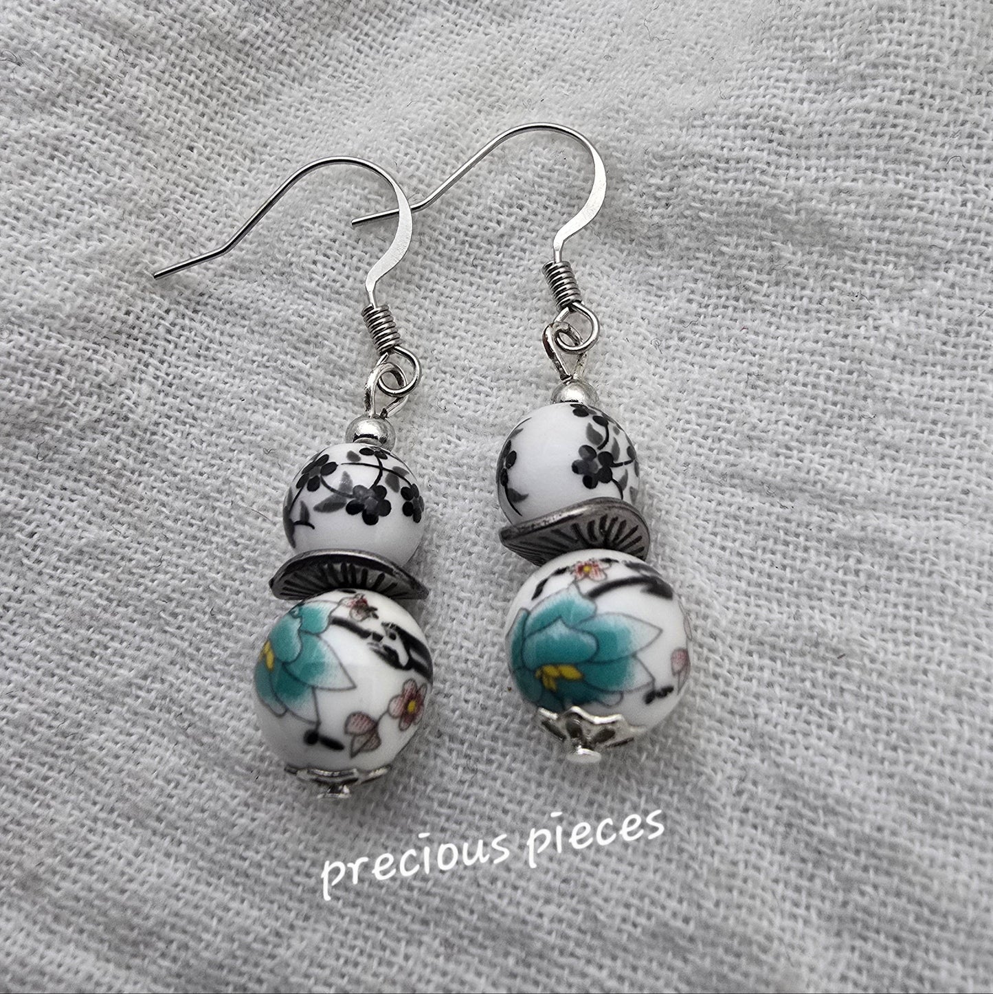 Ceramic Flower Beaded Earrings