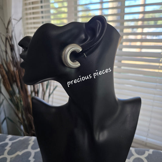 Textured Silver Hoop Earrings