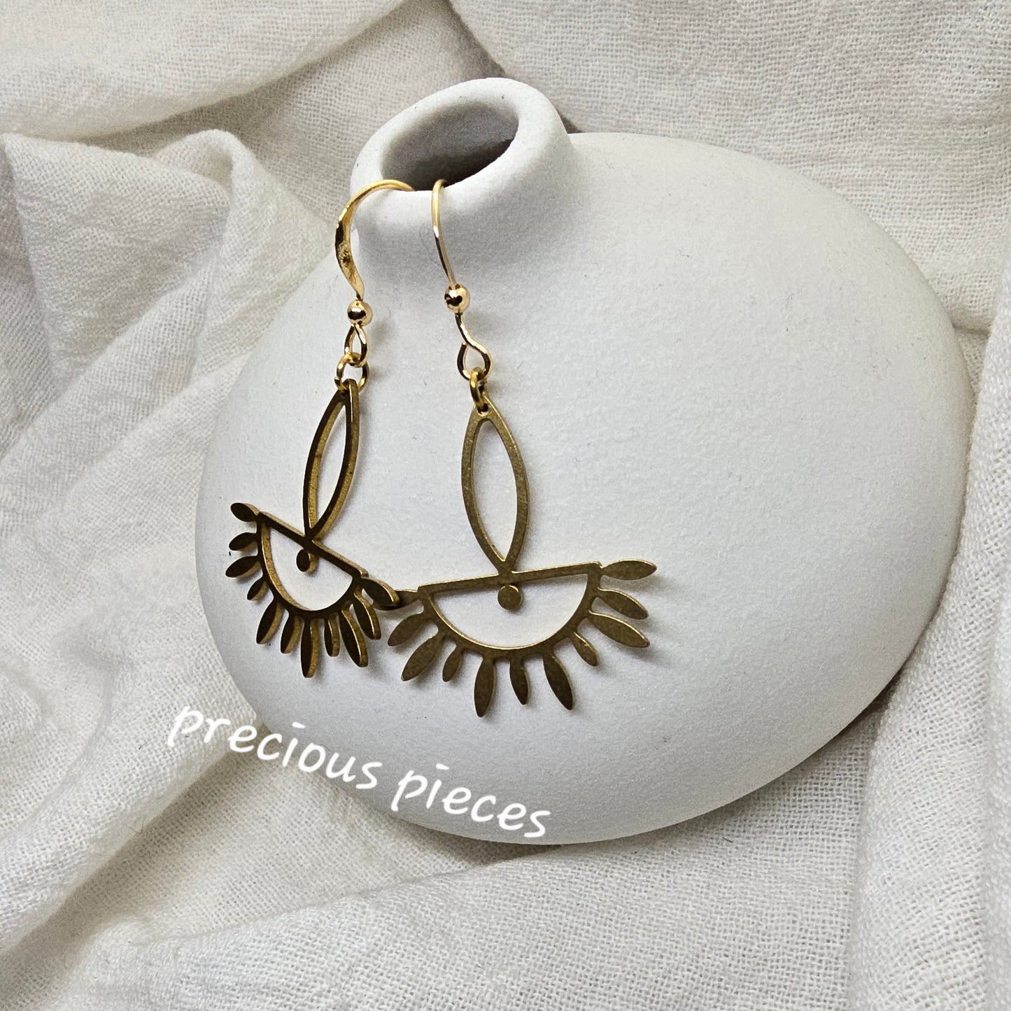 Brass Evil Eye Earrings