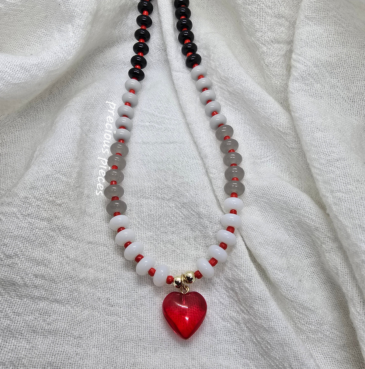 Red Heart Beaded Necklace