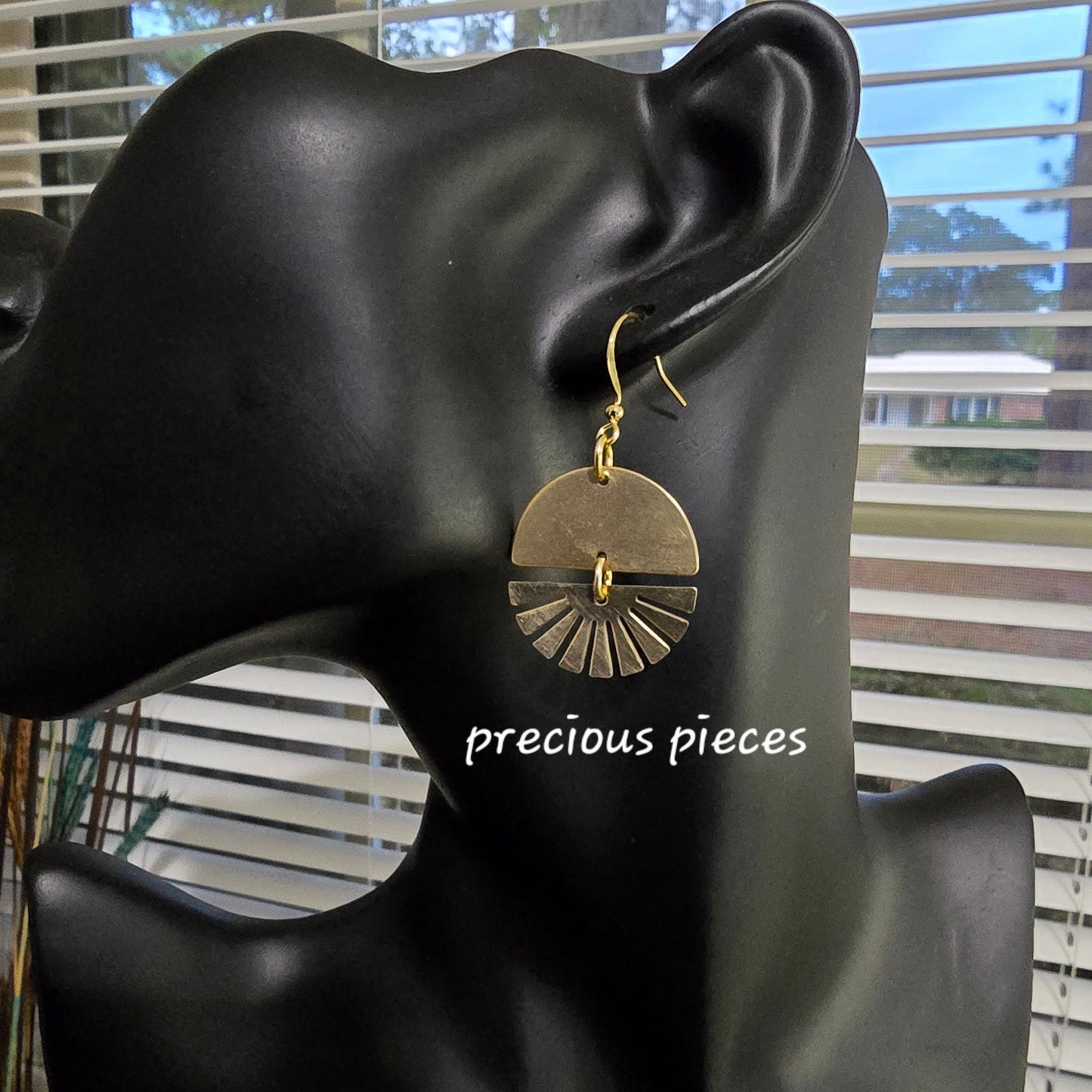Brass Fan Shaped Earrings