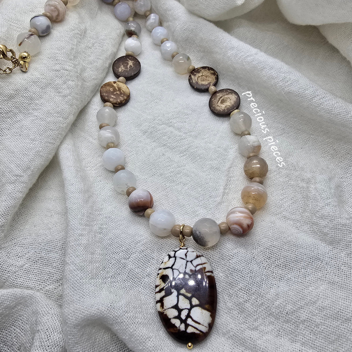 Amber Agate Beaded Necklace