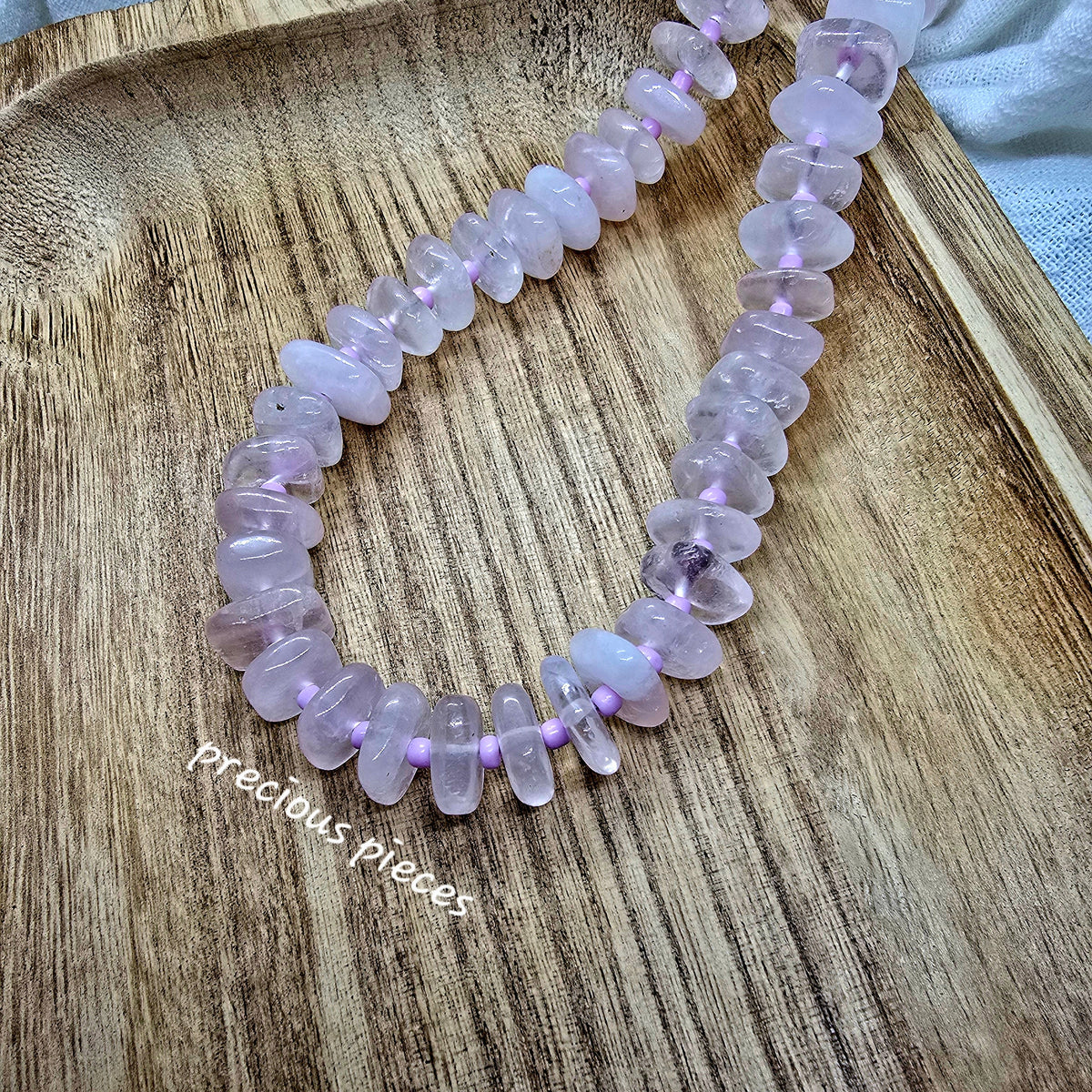 Rose Quartz and Glass Beaded Necklace