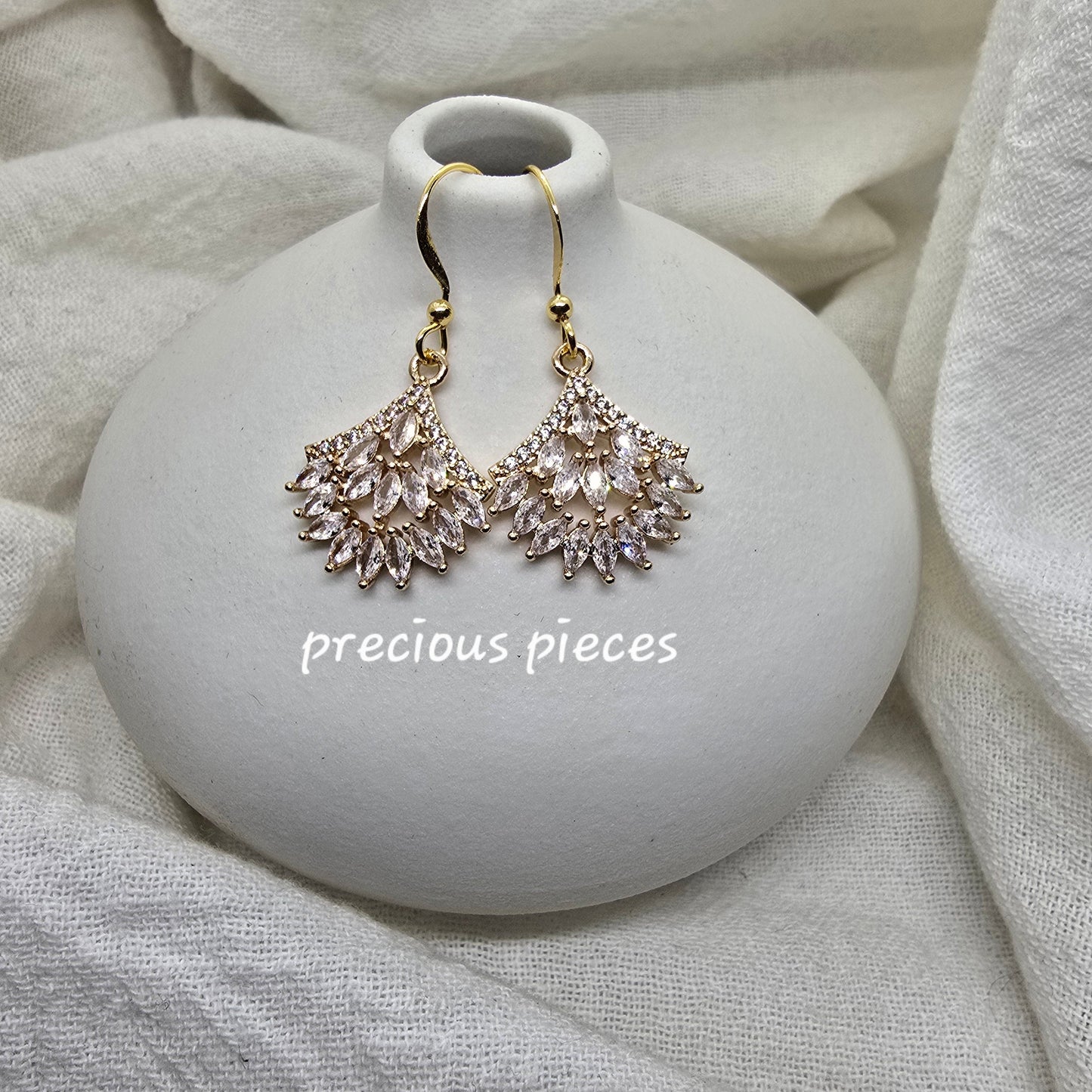 Cubic Zirconia Fan Shape Earrings