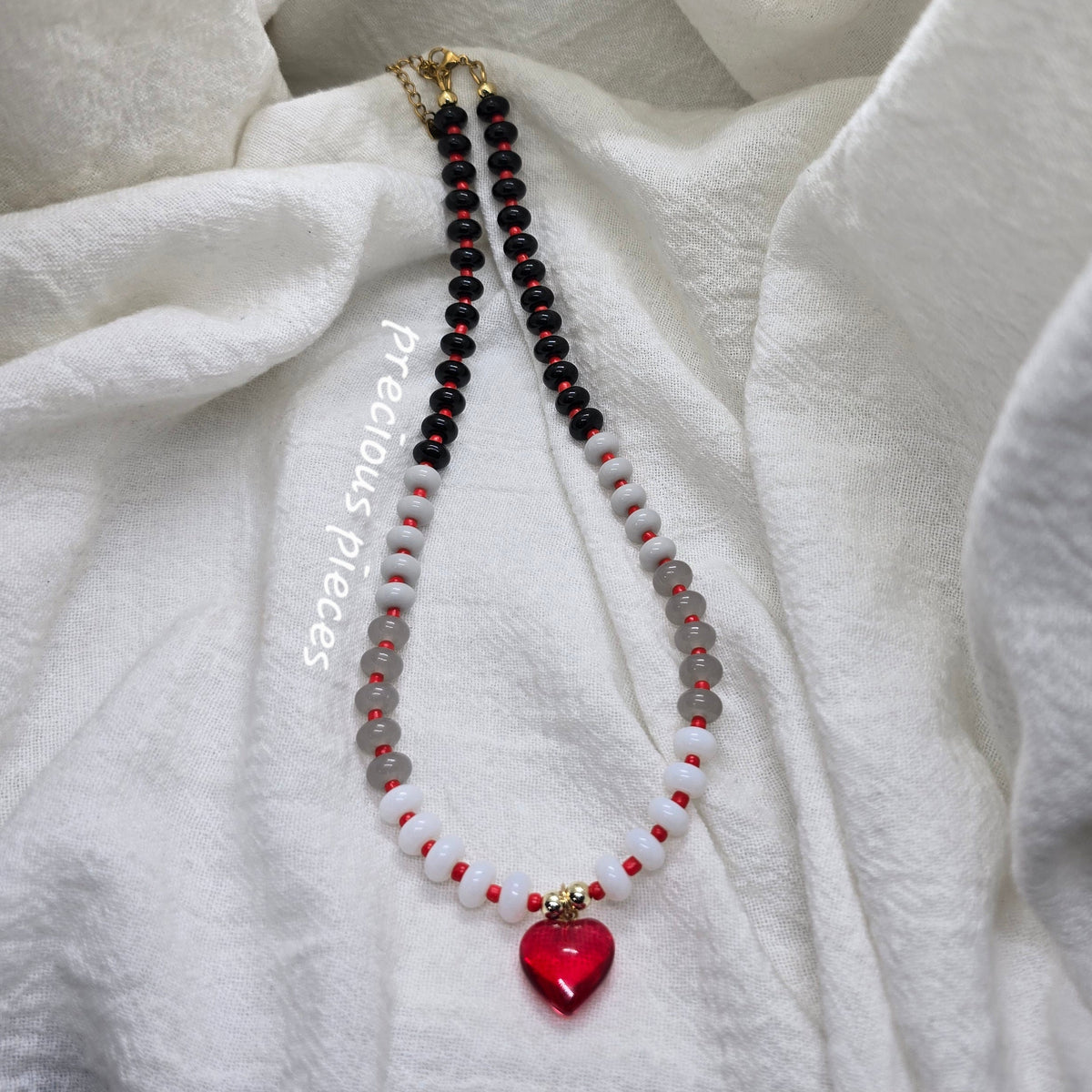 Red Heart Beaded Necklace