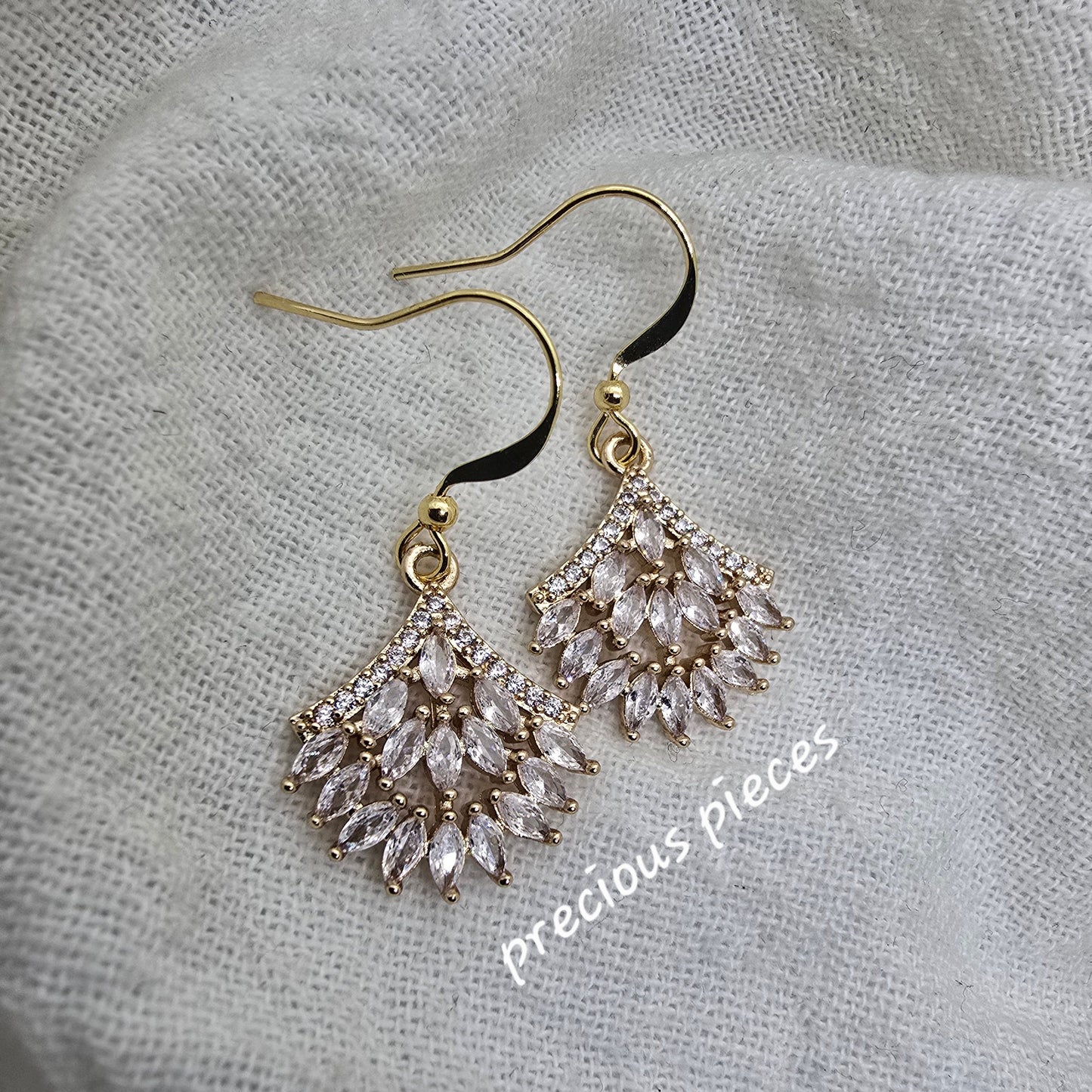 Cubic Zirconia Fan Shape Earrings