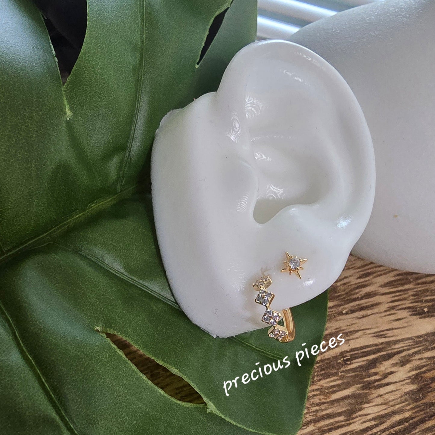 Small Diamond Shape Pavé Huggie Hoop Earrings (click for more options)