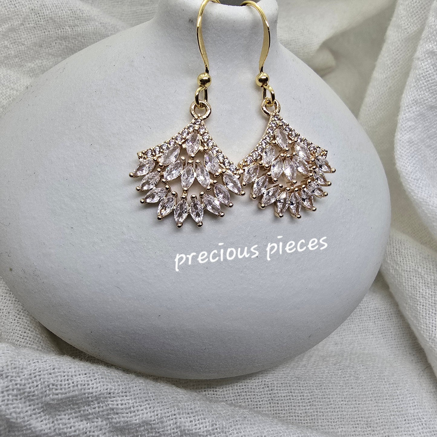 Cubic Zirconia Fan Shape Earrings
